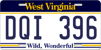WV license plate DQI396