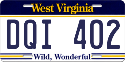 WV license plate DQI402