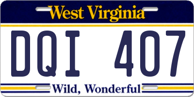 WV license plate DQI407