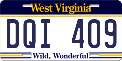 WV license plate DQI409