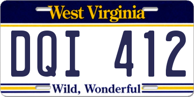 WV license plate DQI412