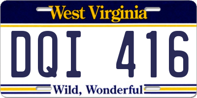 WV license plate DQI416