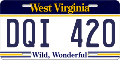 WV license plate DQI420