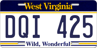 WV license plate DQI425