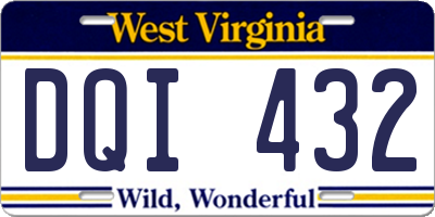 WV license plate DQI432
