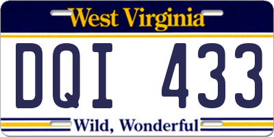 WV license plate DQI433