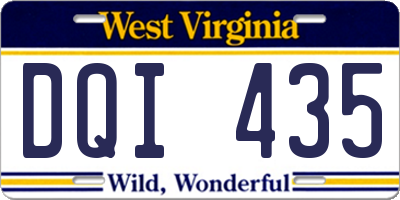 WV license plate DQI435
