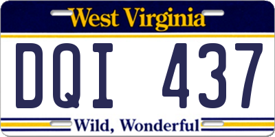 WV license plate DQI437