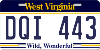 WV license plate DQI443