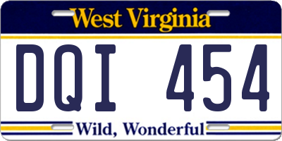 WV license plate DQI454