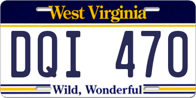 WV license plate DQI470