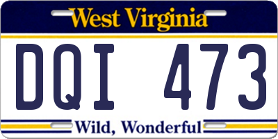 WV license plate DQI473