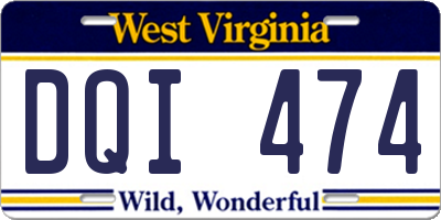 WV license plate DQI474