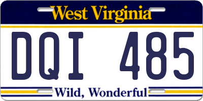 WV license plate DQI485