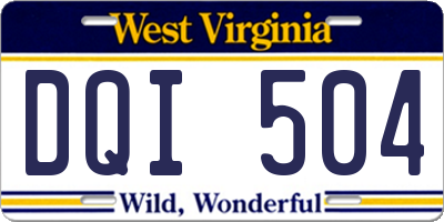 WV license plate DQI504