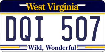 WV license plate DQI507