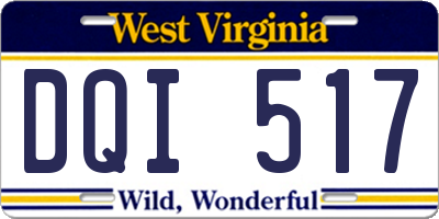 WV license plate DQI517