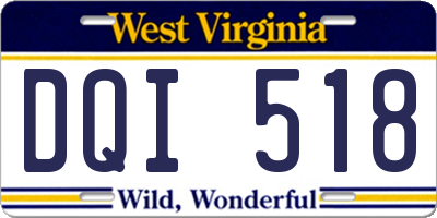 WV license plate DQI518
