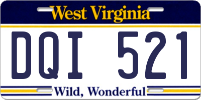 WV license plate DQI521