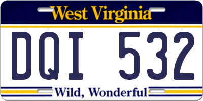 WV license plate DQI532