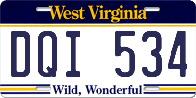 WV license plate DQI534