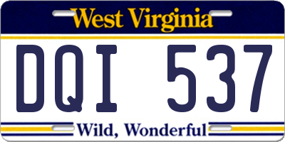 WV license plate DQI537