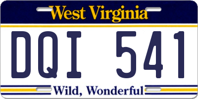 WV license plate DQI541