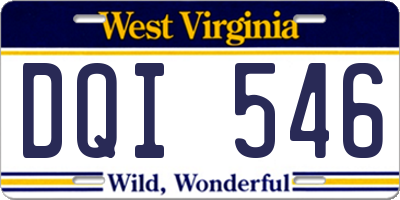 WV license plate DQI546