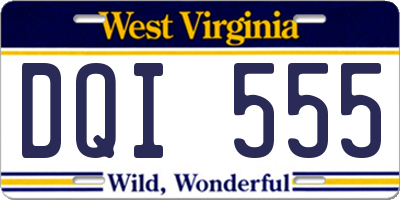 WV license plate DQI555