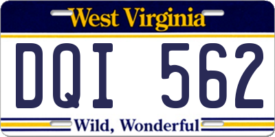 WV license plate DQI562