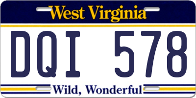 WV license plate DQI578