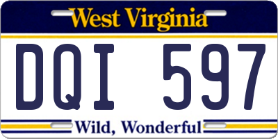 WV license plate DQI597