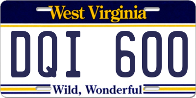 WV license plate DQI600