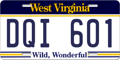 WV license plate DQI601