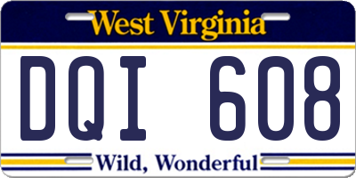 WV license plate DQI608