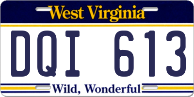 WV license plate DQI613