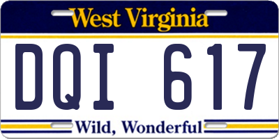 WV license plate DQI617