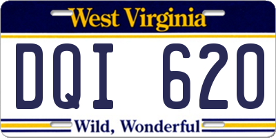 WV license plate DQI620