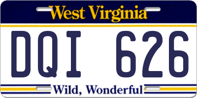 WV license plate DQI626