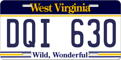 WV license plate DQI630