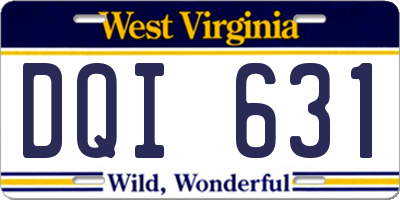 WV license plate DQI631