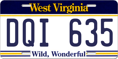 WV license plate DQI635