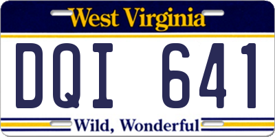 WV license plate DQI641