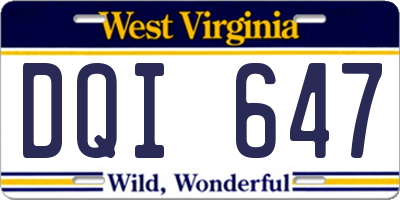 WV license plate DQI647