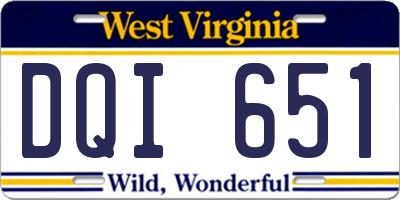 WV license plate DQI651