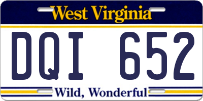 WV license plate DQI652