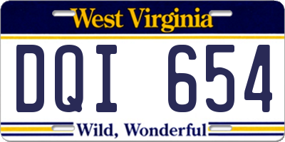 WV license plate DQI654