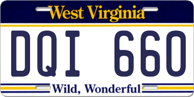 WV license plate DQI660