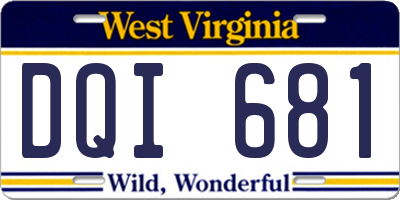 WV license plate DQI681