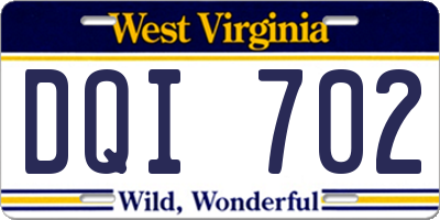 WV license plate DQI702